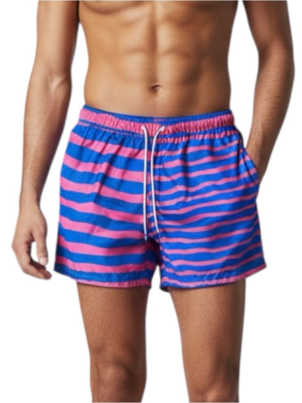 Boardies Swim Trunks Men’s Pink Blue Elastic-Drawstring